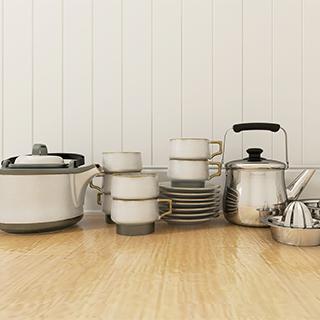 银色厨房用品组合 现代厨房中的精致与实用